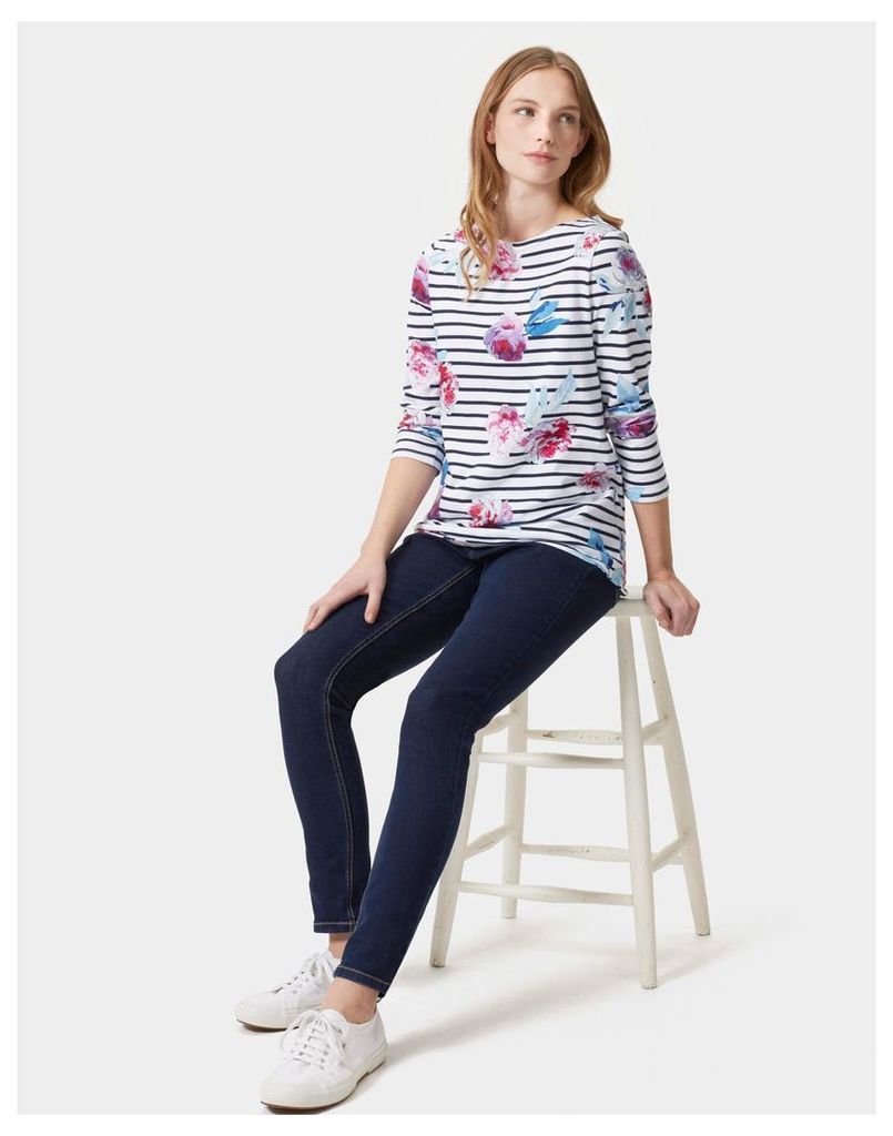 Navy Beau Bloom Stripe Harbour print Jersey Top  Size 6 | Joules UK