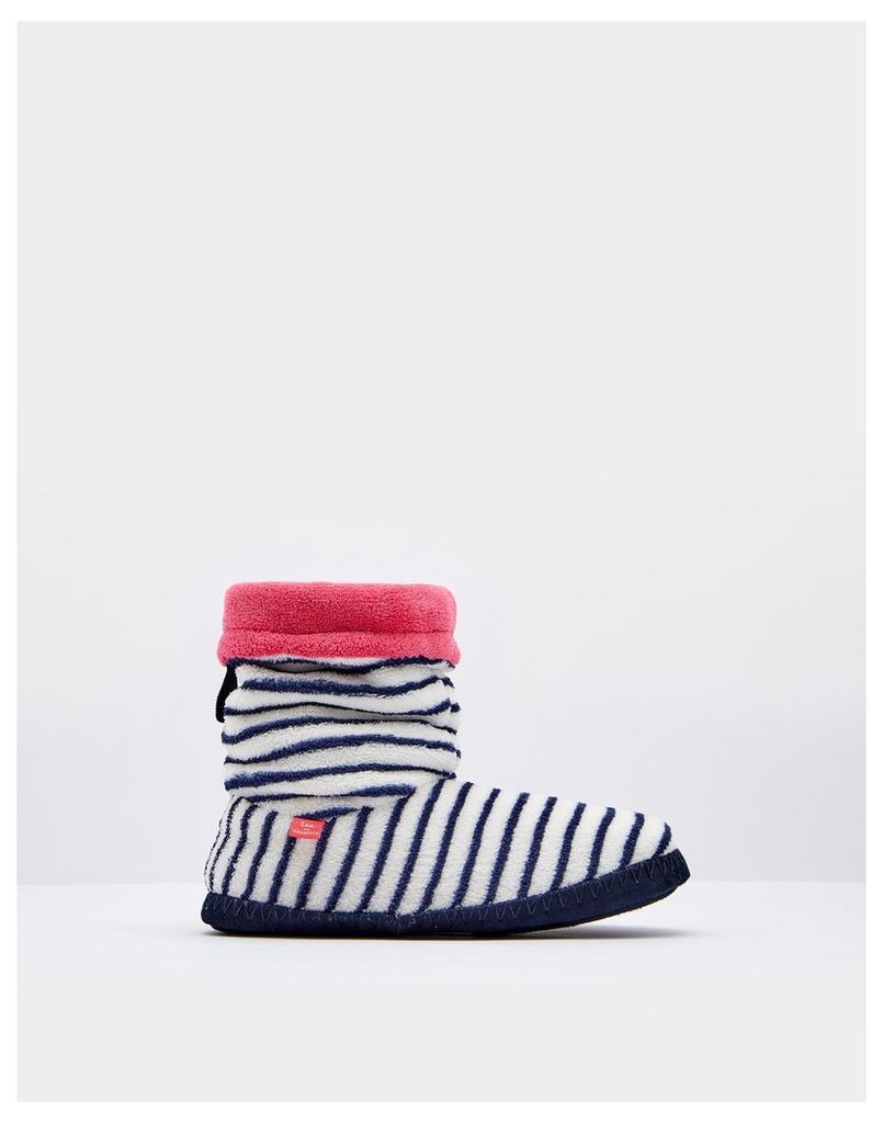 French Navy Stripe. Homestead Fleece-Lined Slippersocks  Size S | Joules UK