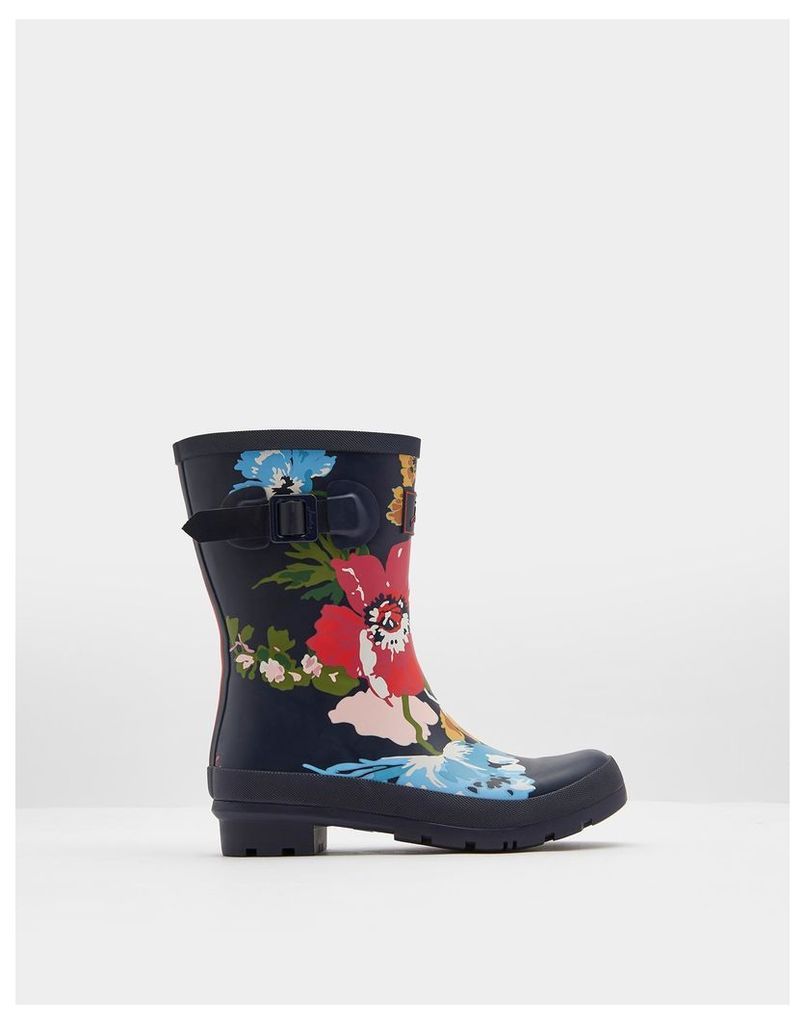 French Navy Posy Molly Mid-Height Printed Wellies  Size Adult 4 | Joules UK