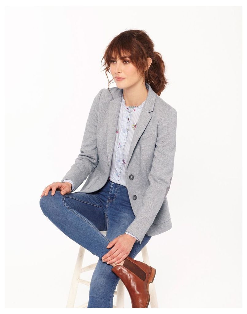 Light Grey Multi Fleck Gerrie Jersey Tweed Blazer  Size 10 | Joules UK