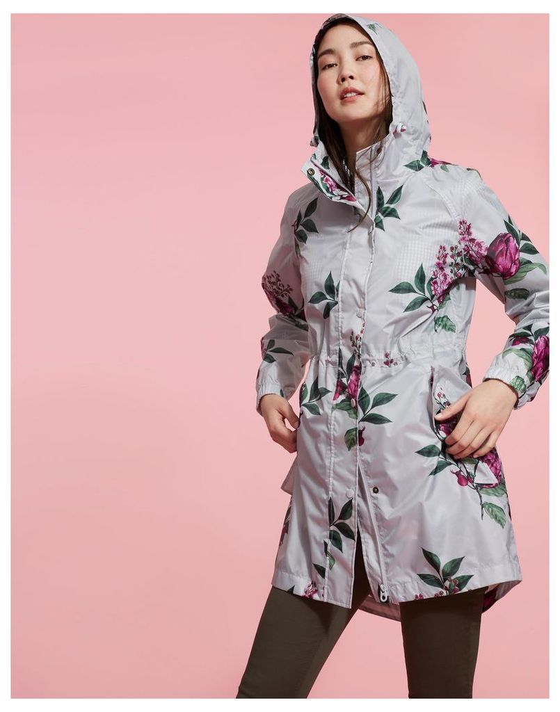 Silver Artichoke Floral Golightly Packaway Waterproof Jacket  Size 18 | Joules UK