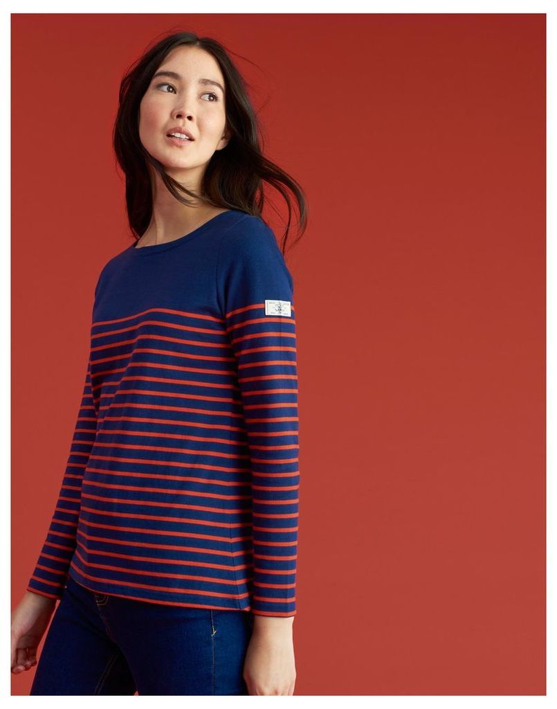 Navy Red Stripe Harbour block Jersey Top  Size 12 | Joules UK