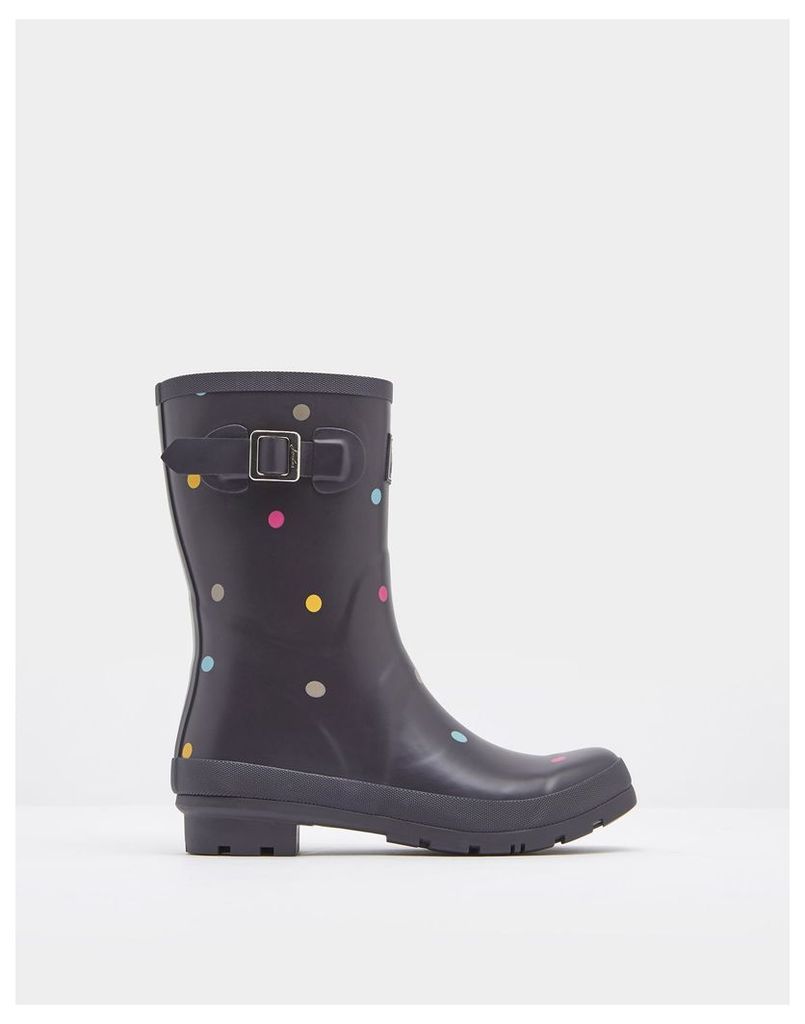 Grey Kiki Spot Molly Mid-Height Printed Wellies  Size Adult 7 | Joules UK