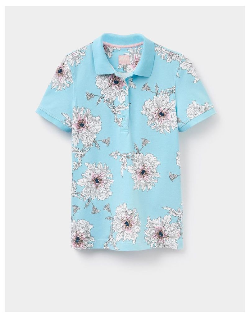 Duck Egg Peony Trinity Printed Polo Shirt  Size 16 | Joules UK