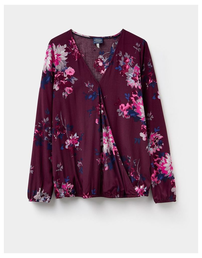 Maroon Floral 124359 Womens Hallie wrap over blouse  Size 10 | Joules UK