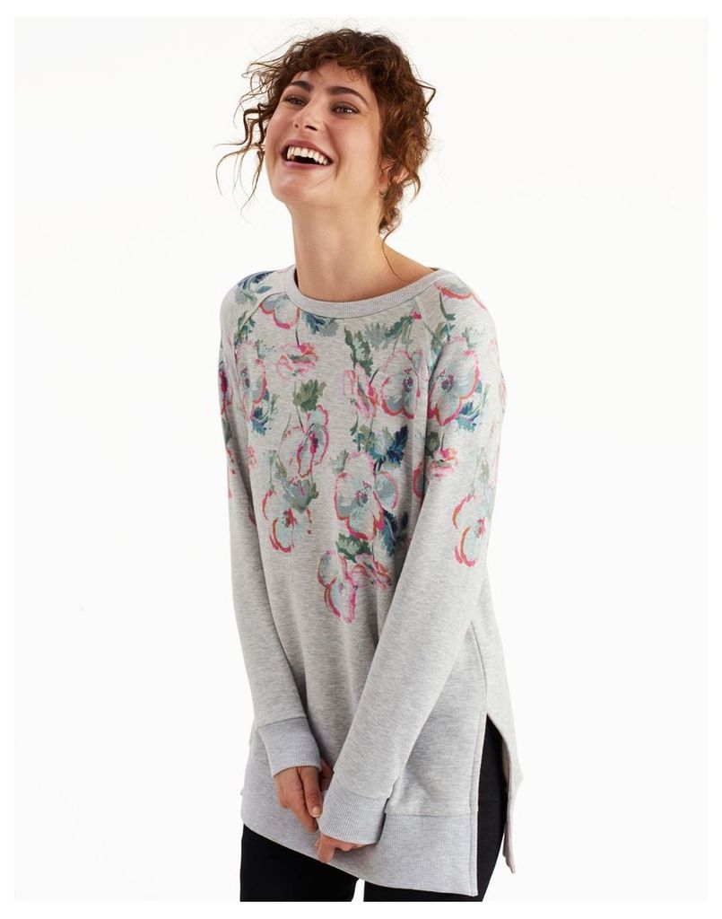 Grey Marl Poppy Lauralie Printed Sweatshirt  Size 8 | Joules UK