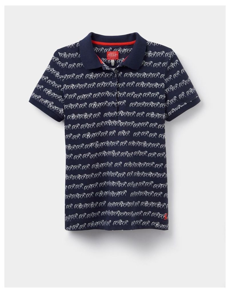 French Navy Horse Trinity Printed Polo Shirt  Size 14 | Joules UK
