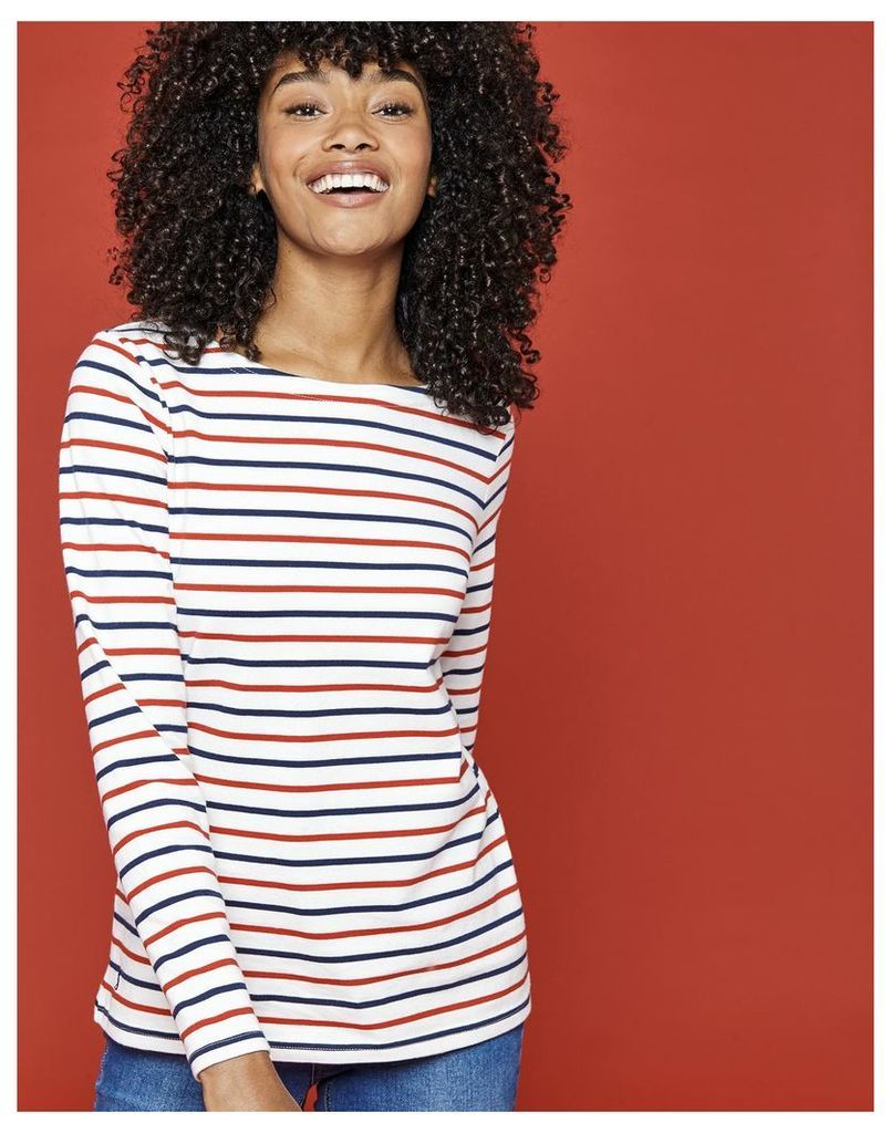 Creme Red Navy Stripe Harbour Jersey Top  Size 6 | Joules UK