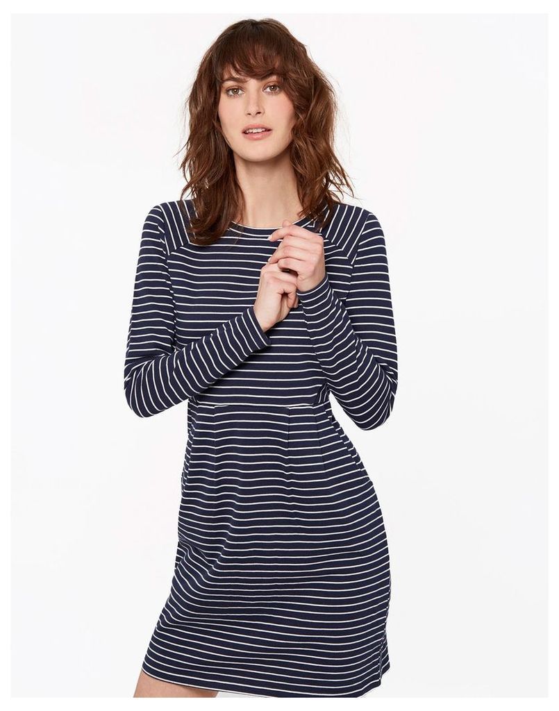 French Navy Stripe Daylia Textured Jersey Dress  Size 16 | Joules UK