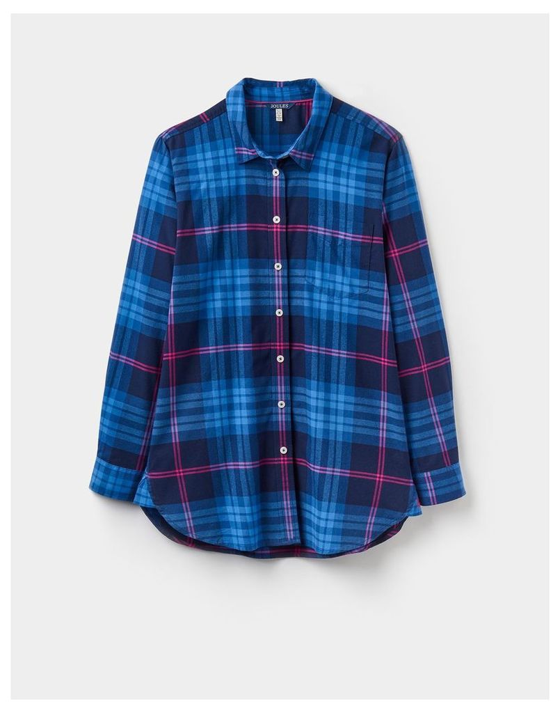 Blue Pink Check 124358 Womens Laurel long line shirt  Size 10 | Joules UK