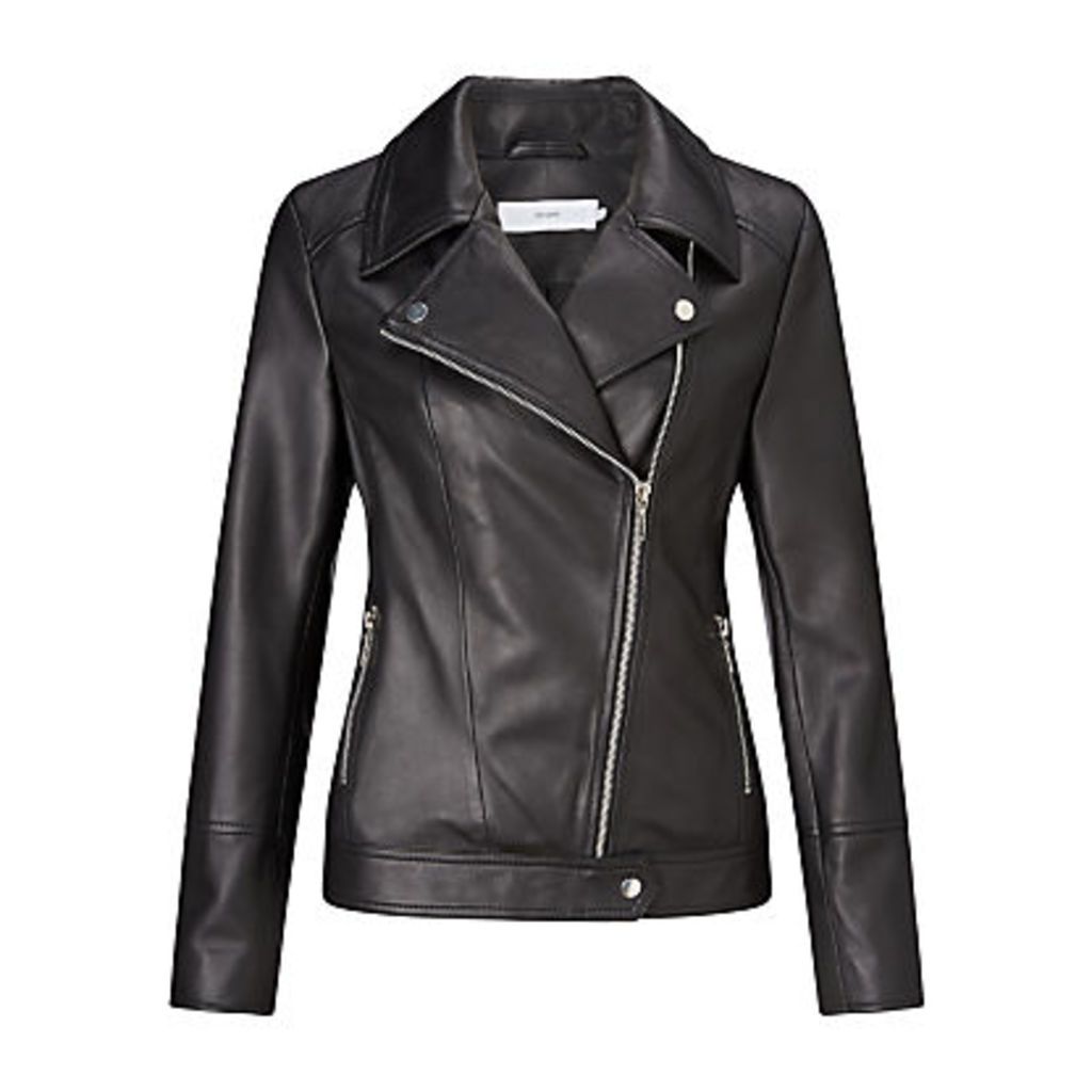 John Lewis & Partners Betsy Leather Biker Jacket, Black