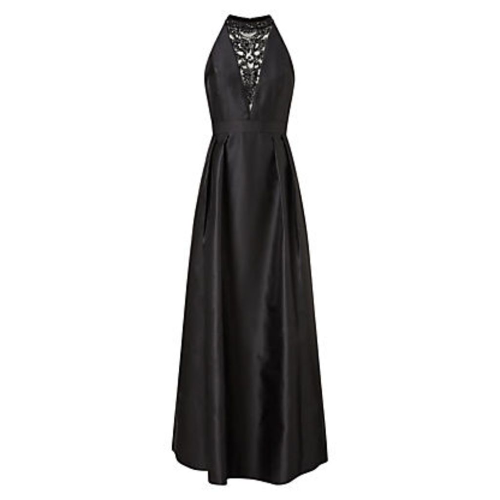 Adrianna Papell Sleeveless Mikado Satin Stripe Party Dress, Black