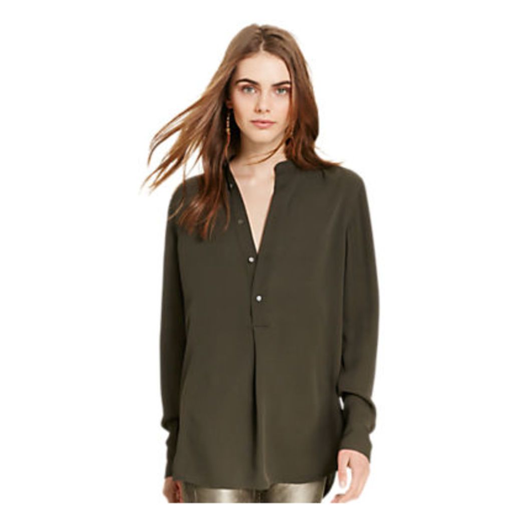 Polo Ralph Lauren Long Sleeve Silk Shirt, Carbon Graphite