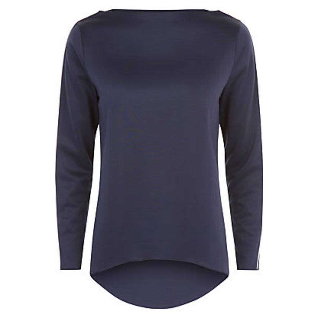 Jaeger Tipped Colour Block Top, Ivory/Navy