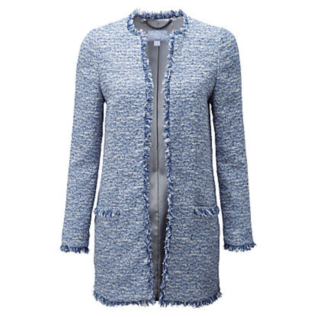Pure Collection Textured Tweed Jacket, Mid Blue