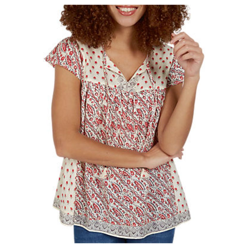 Fat Face Florence Patchwork Blouse, Ivory