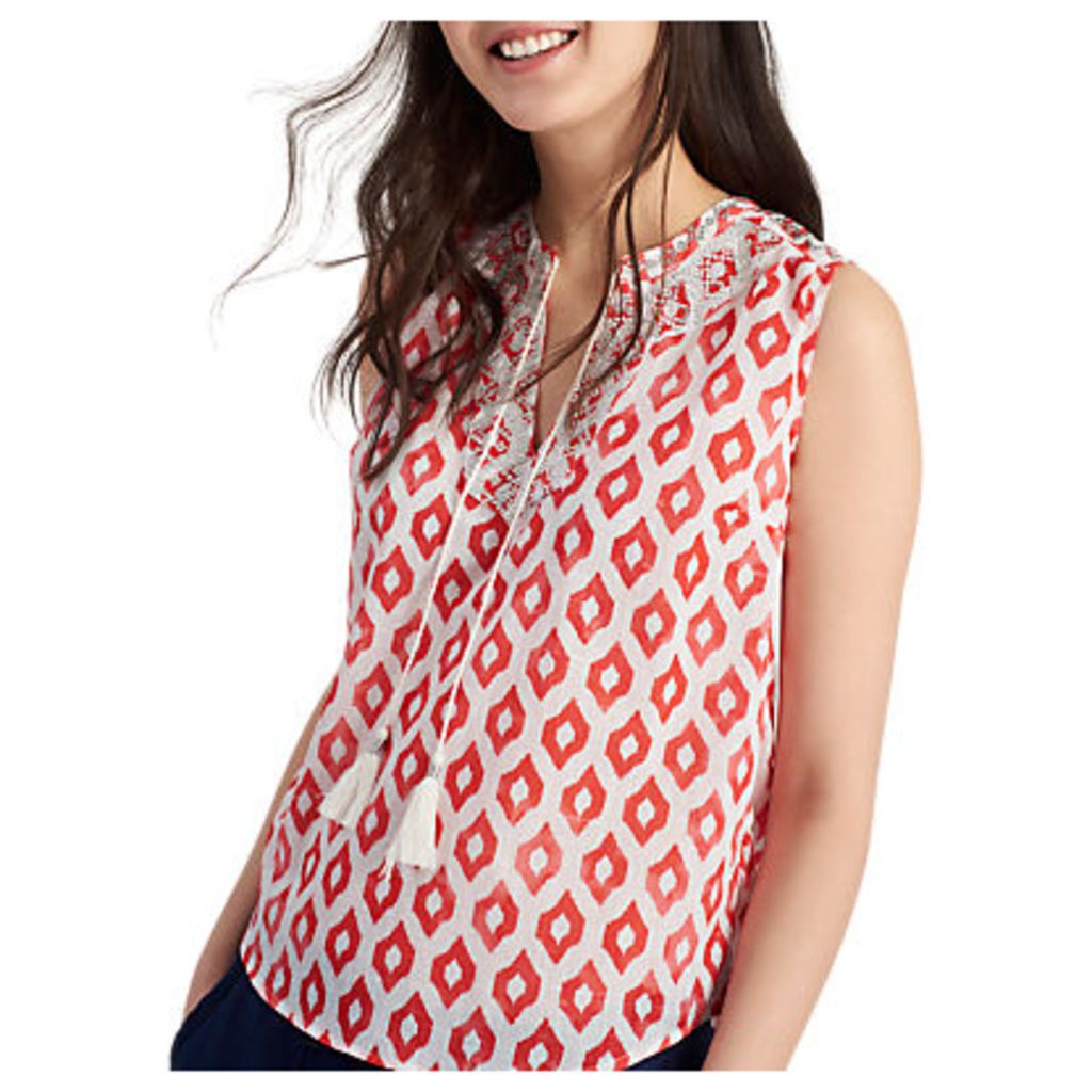 Joules Otille Printed Top, Soft Coral Ikat