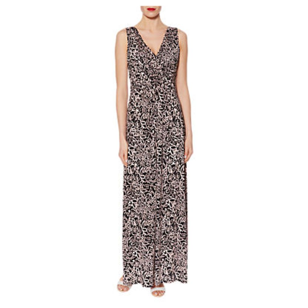 Gina Bacconi Floral Print Jersey Maxi Dress, Black/Pink