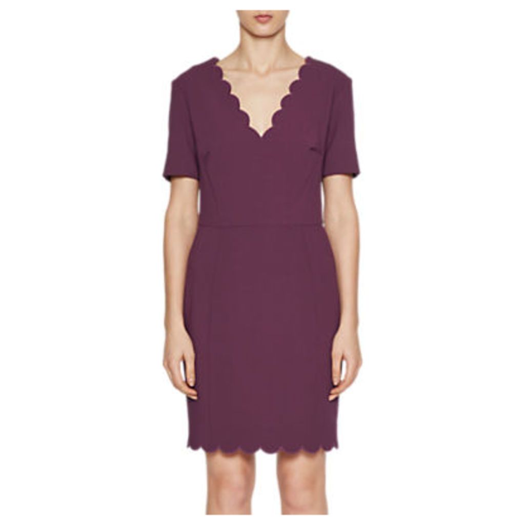 French Connection Whisper V Neck Dress, Deepest Purple