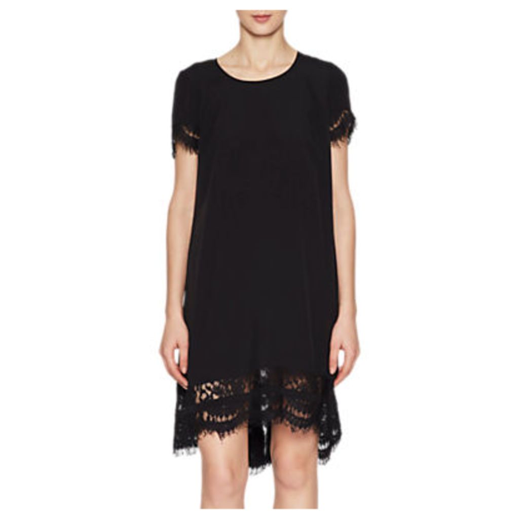 French Connection Lace Trim Tunic Dress, Black
