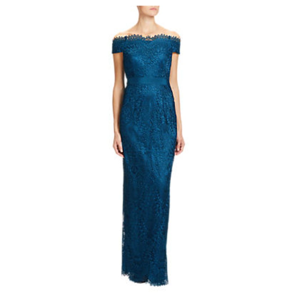 Adrianna Papell Venice Lace Long Dress, Peacock