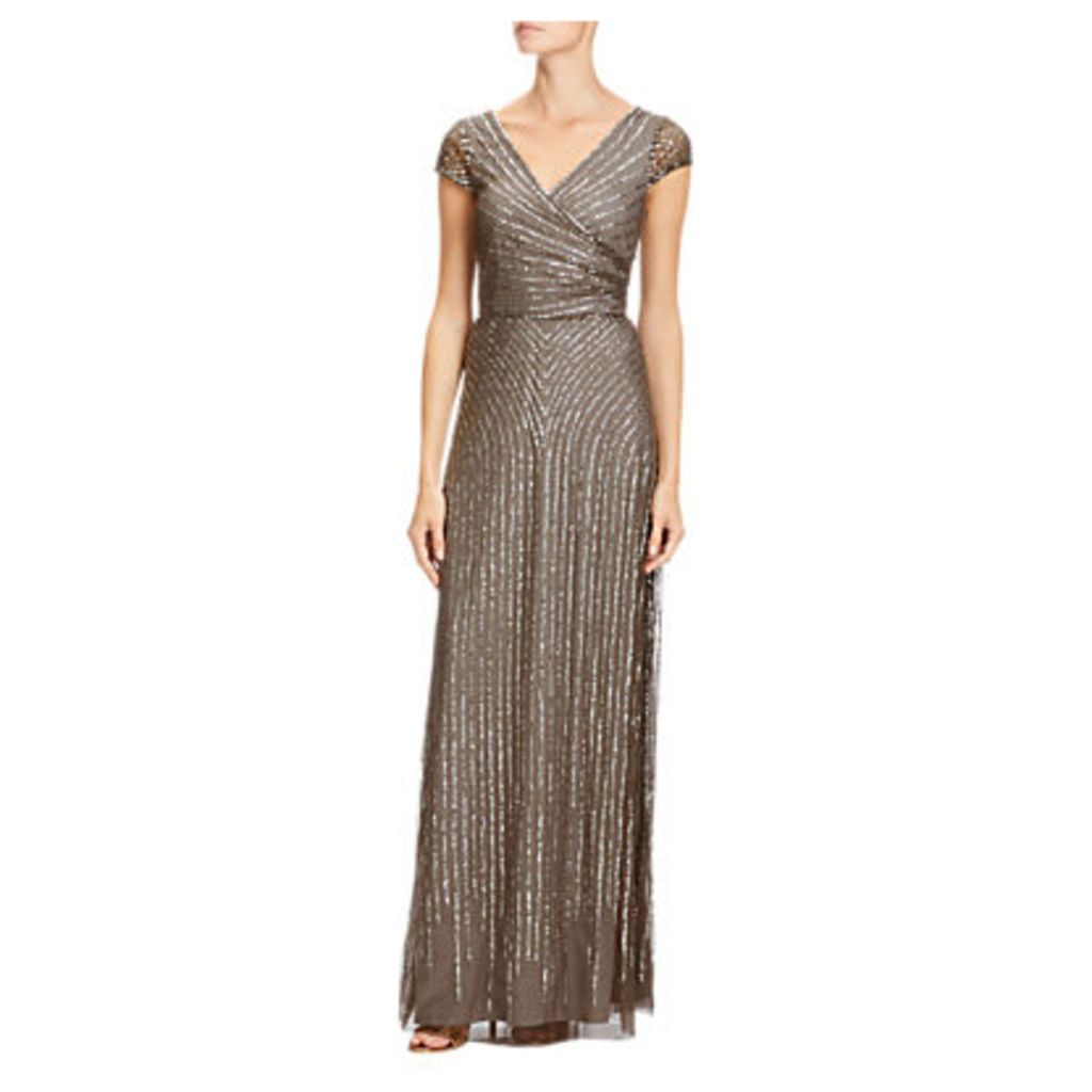 Adrianna Papell Petite Wrap Beaded Gown, Lead