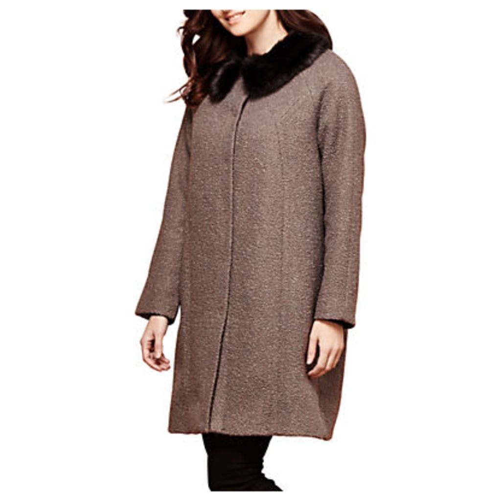 Yumi Faux Fur Trim Coat, Dark Grey