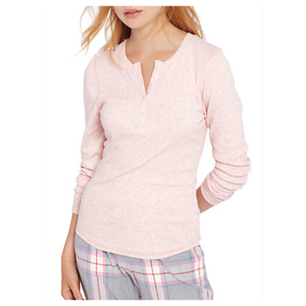Joules Dormi Long Sleeve Ribbed Henley Top, Pink