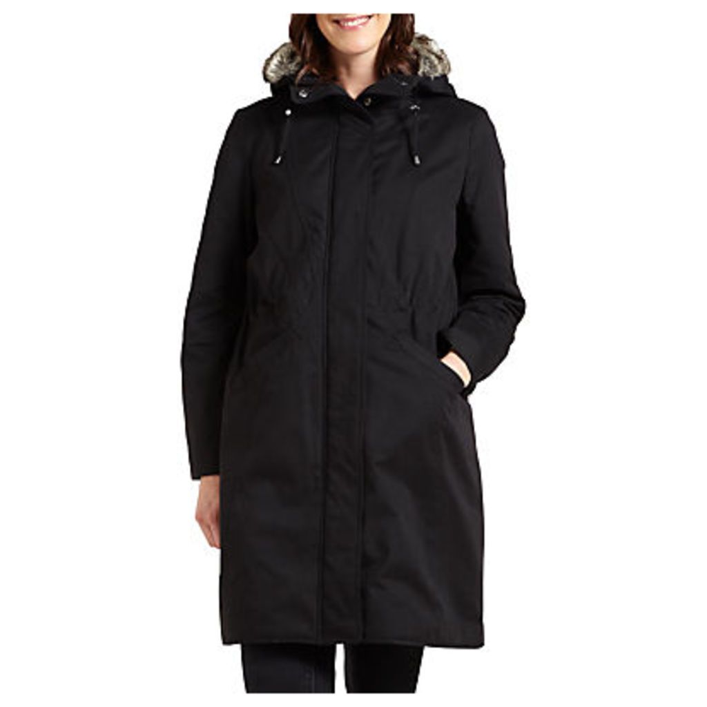 Four Seasons Faux Fur Trimmed Three-Quarter Length Coat, Black