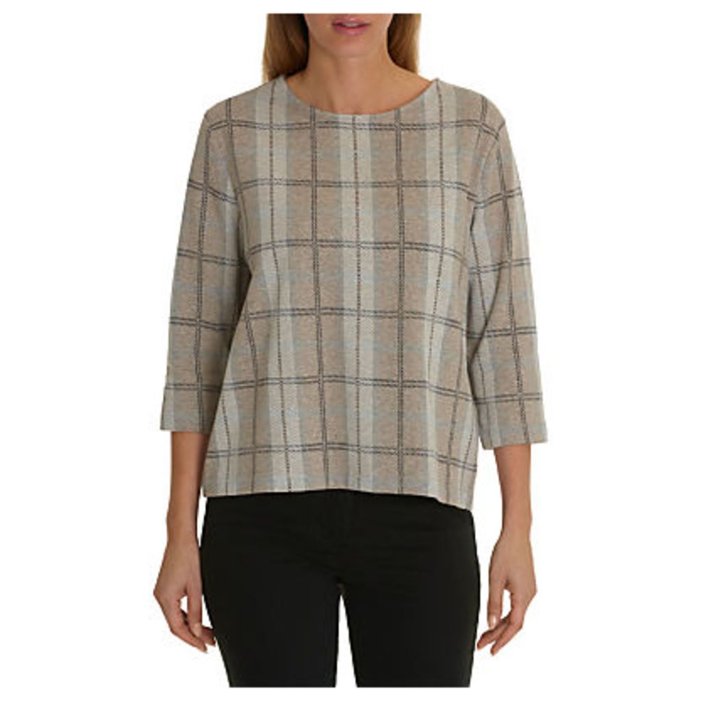 Betty Barclay Checked Top, Taupe/Grey