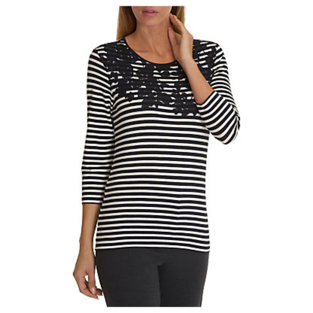 Betty Barclay Stripe Floral Print Top, Cream/Dark Blue