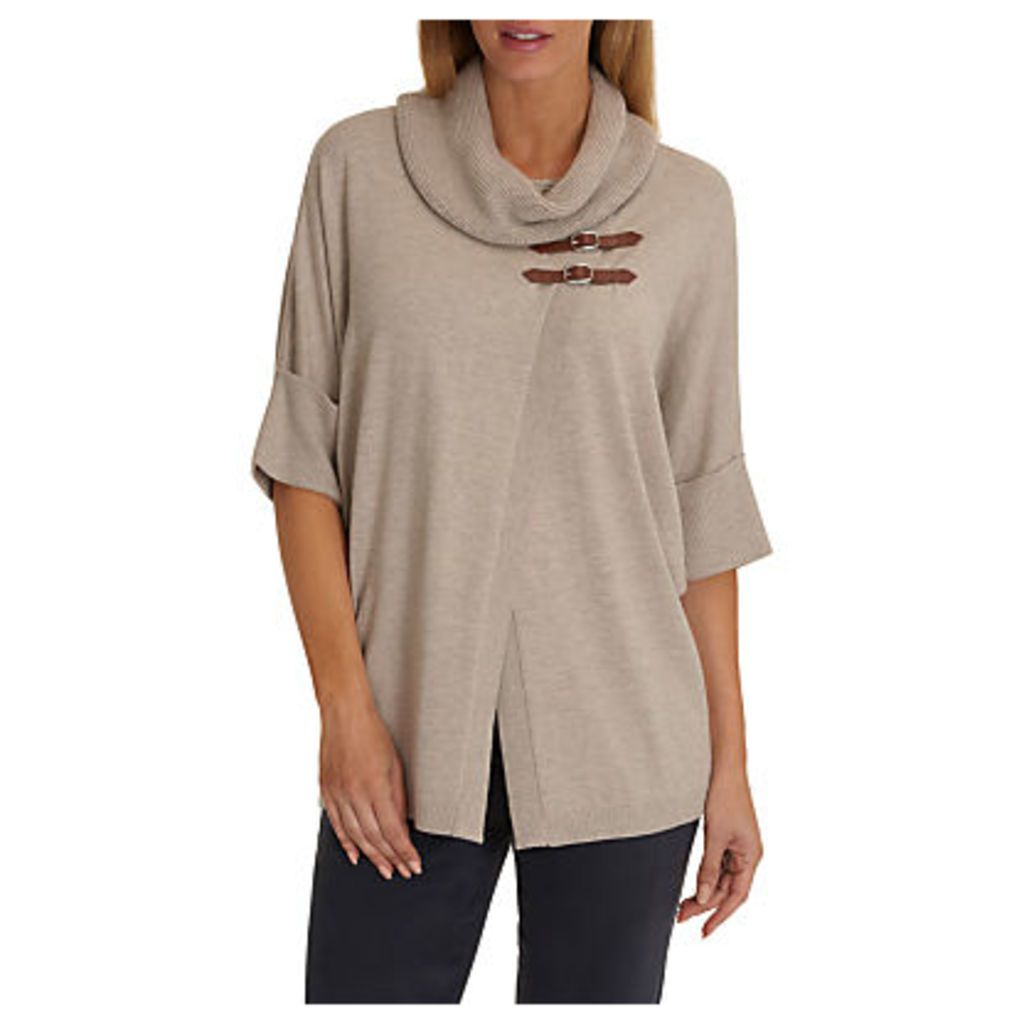Betty Barclay Short Sleeved Wrapped Jumper, Taupe Melange