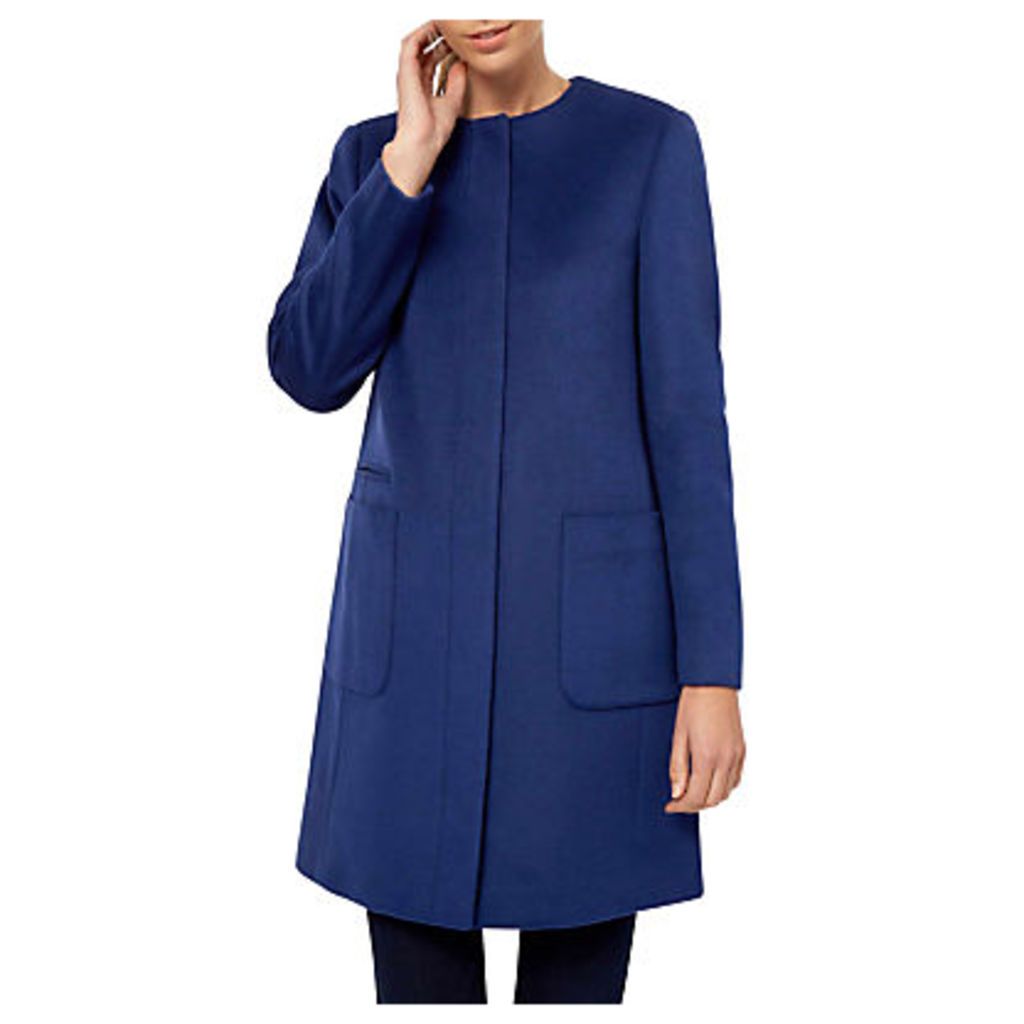 Jaeger Collarless Wool Coat, Blue