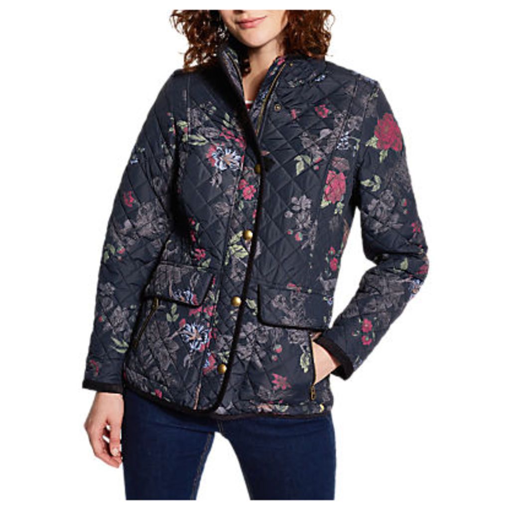 Joules Newdale Print Quilted Jacket, Navy/Multi