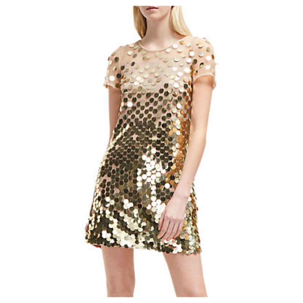 French Connection Bashu Sparkle Tunic Dress, Gold