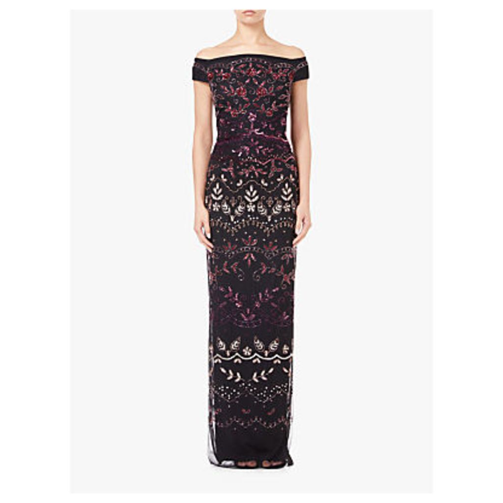 Adrianna Papell Off The Shoulder Long Beaded Dress, Rouge