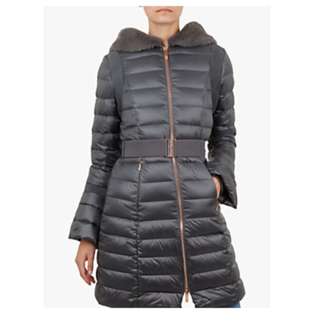 Ted Baker Yandle Bell Cuff Longline Puffer Coat, Mid Grey