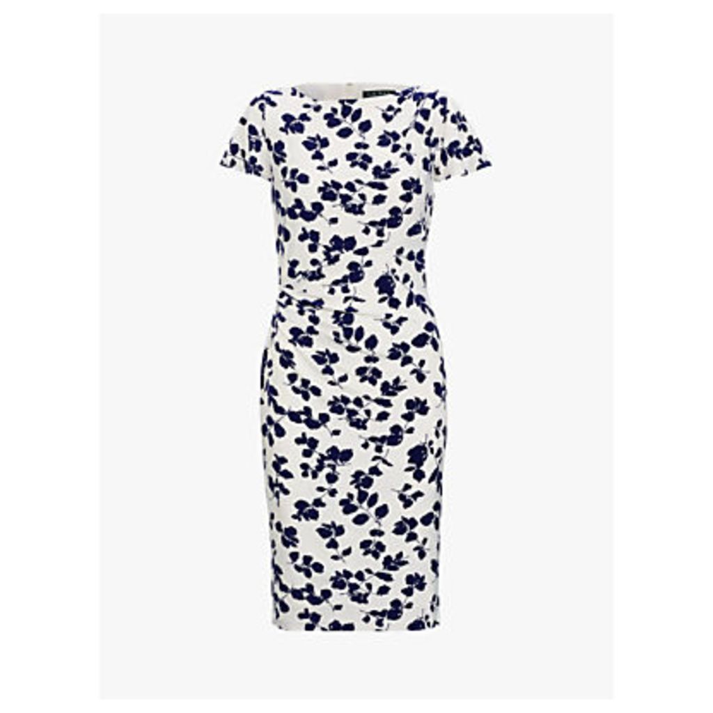 Lauren Ralph Lauren Rigley Short Sleeve Dress, Ivory/Cannes Blue