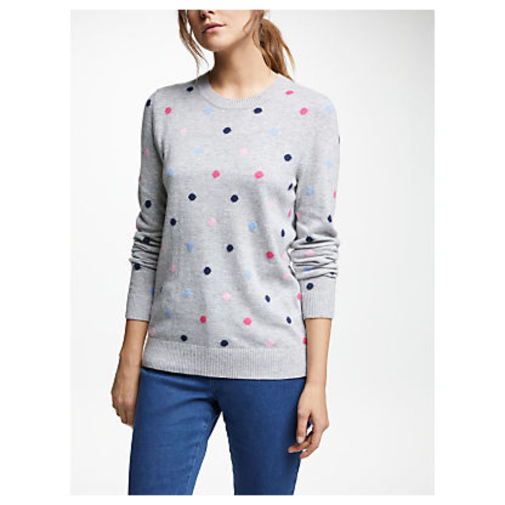 Collection WEEKEND by John Lewis Polka Dot Crew Neck Jumper, Light Grey/Multi