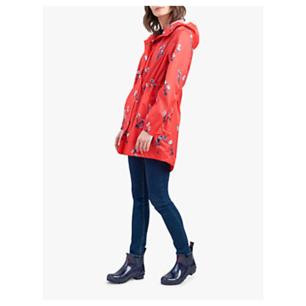 Joules Golightly Pack-Away Waterproof Floral Print Parka Coat, Red