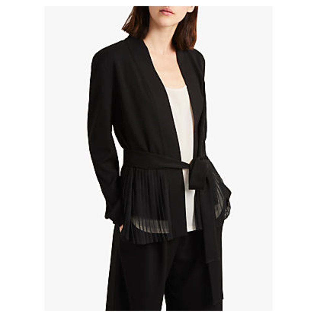 French Connection Angeline Belted Pleat Detail Blazer, Black