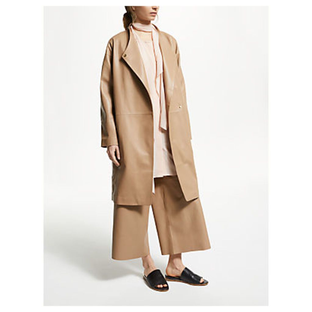 Modern Rarity Leather Wrap Coat, Brown