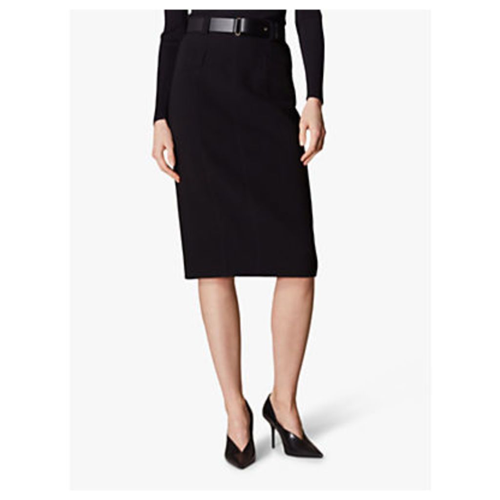 Karen Millen Leather Belt Pencil Skirt, Black