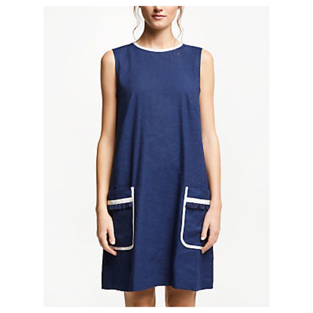 Marella Lined Linen-Cotton Blend Dress, Cornflower Blue