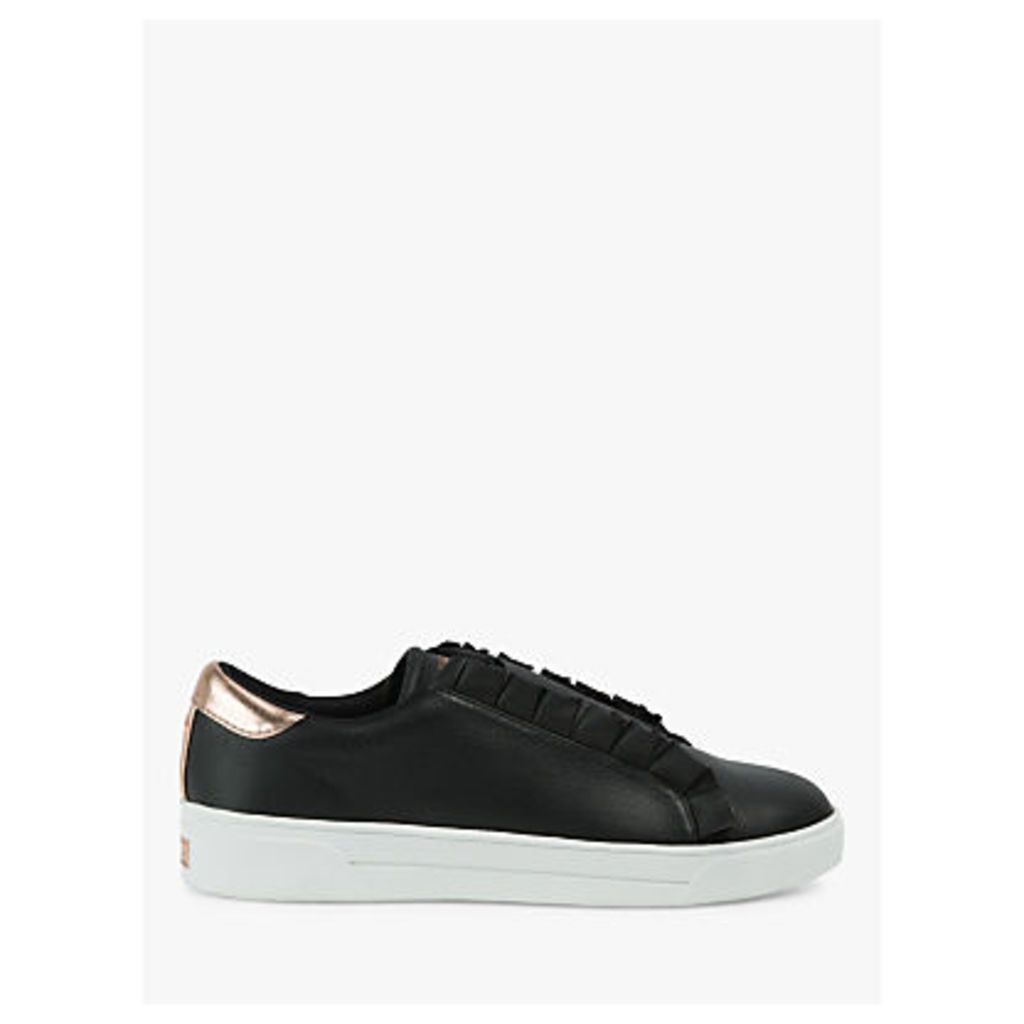 Ted Baker Astelli Ruffle Detail Trainers, Black Leather