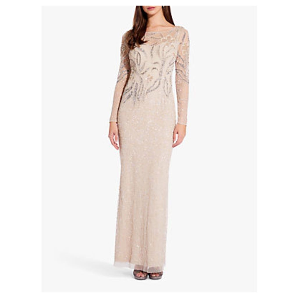Adrianna Papell Beaded Sheath Gown, Biscotti