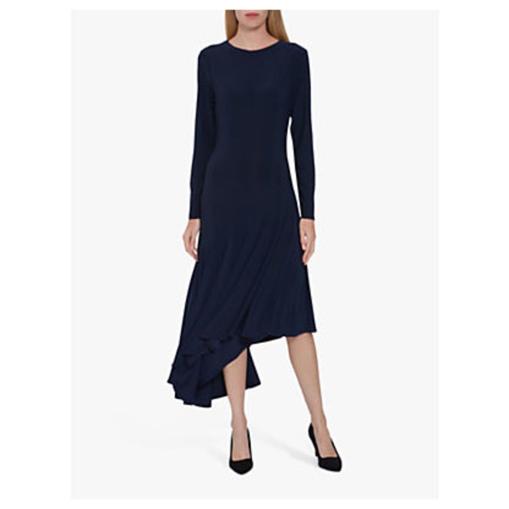 Gina Bacconi Kayra Jersey Asymmetric Midi Dress, Midnight