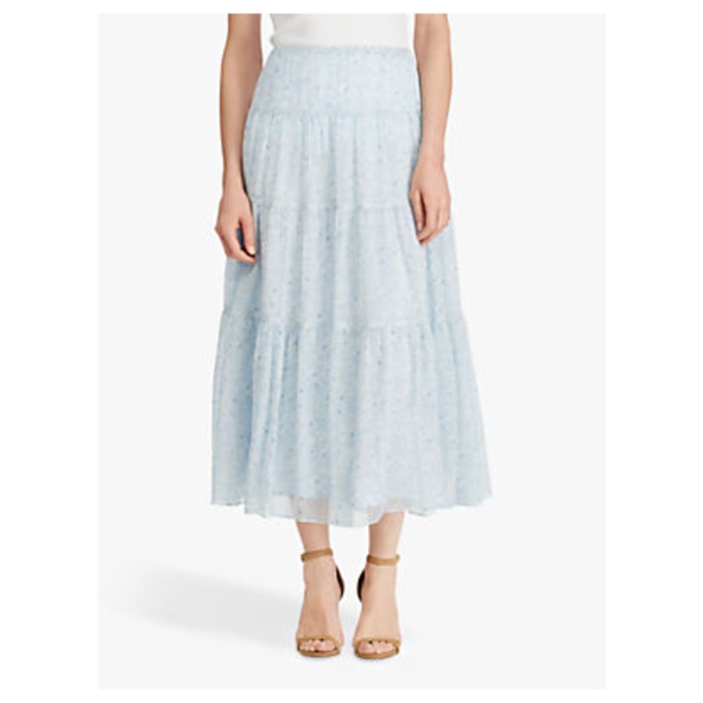 Ralph Lauren Floral Georgette Peasant Skirt, English Blue