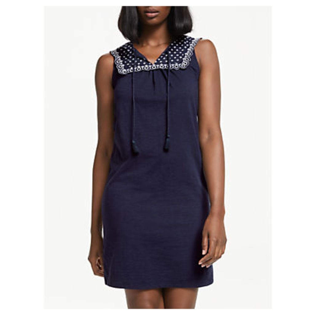 Boden Nella Embroidered Jersey Dress, Navy