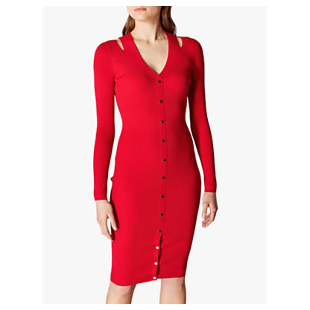 Karen Millen Ribbed Bodycon Dress, Red